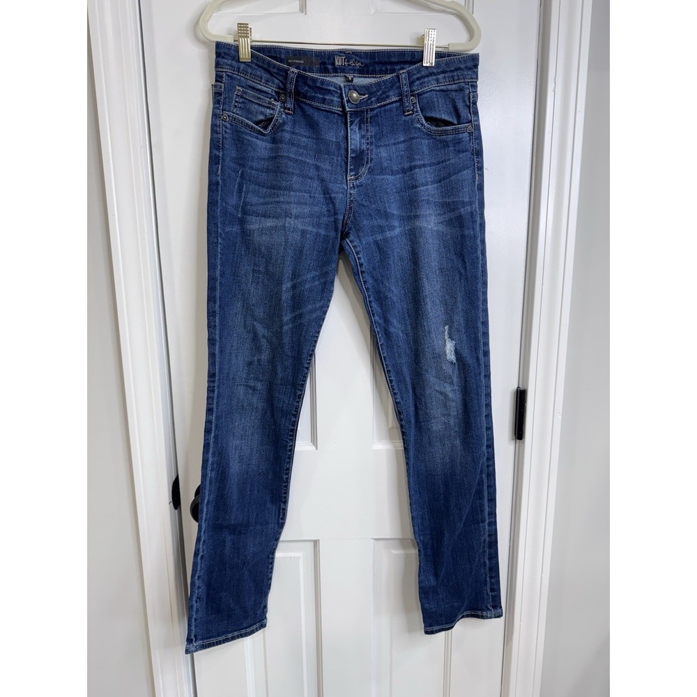 Kut From The Kloth Catherine Boyfriend Jeans Women's Size 6 Distressed Dark Wash